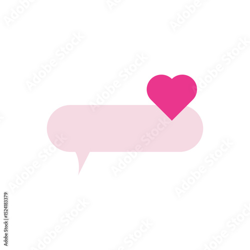 Love chat bubble icon vector. Pink speech bubble with heart, ideal for dating, chat, or romantic messages.
