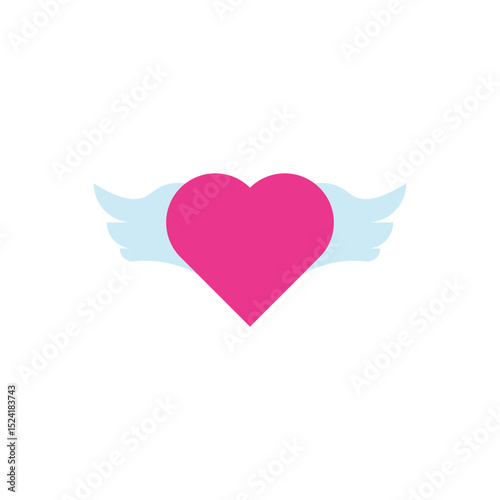 Flying heart with wing icon vector. Heart with wings, symbolizing free love or romantic freedom.
