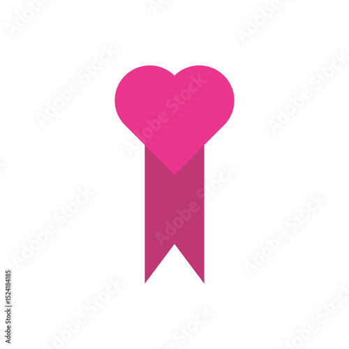 Heart bookmark ribbon icon vector. Heart-topped ribbon icon, symbolizing saved love, favorites, or romance.