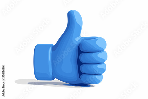 Thumbs Up  3D Render of a Blue Hand Gesture Symbol, Positive Feedback and Approval Icon