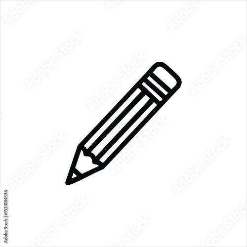 Sharpened Pencil Write Tool Line Icon Vector