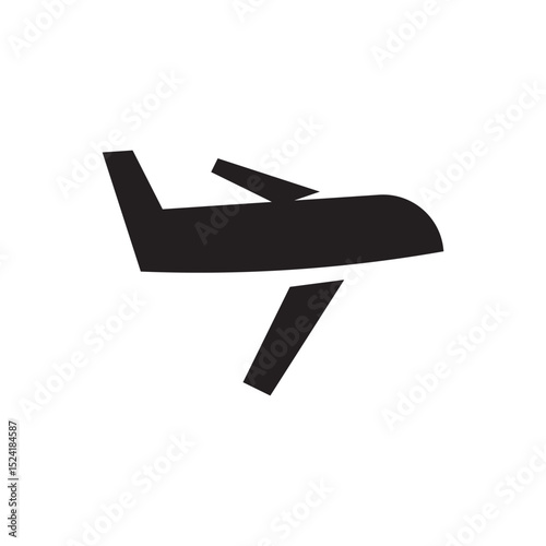 Landing airplane silhouette icon. Airplane descending icon, perfect for airports, travel apps, or arrival boards.
