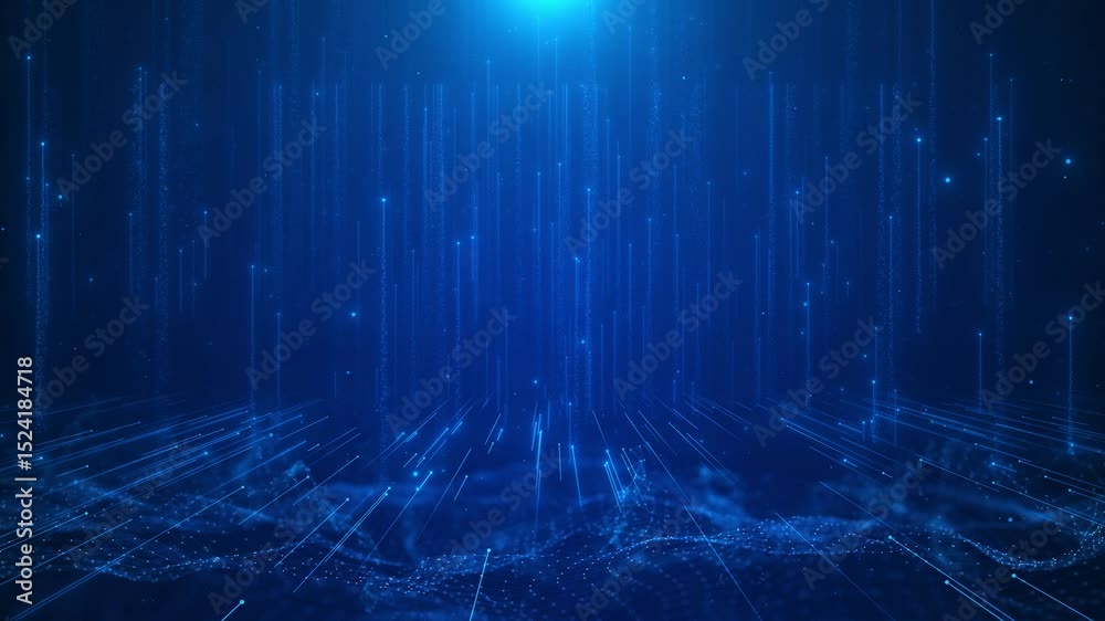 Ai Cyber Big Data Flow Optical fiber effect. Sci-fi style blue tunnel perfect for tech cyberspace background. 3D Big Data Digital tunnel. Hyper 4K Abstract circular radial Tunnel lines background,