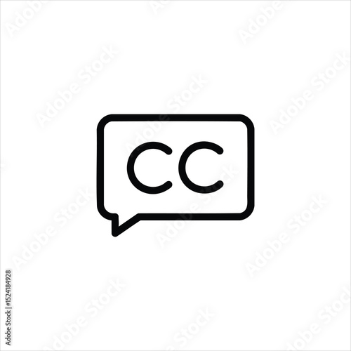 Subtitles Closed Captions CC Line Icon Vector