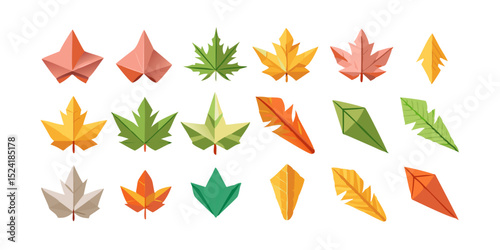 Vibrant Autumn Leaf Collection Geometric Design Elements for Fall Projects