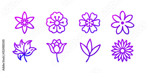 Elegant Floral Line Art A Collection of Beautiful Flower and Leaf Designs