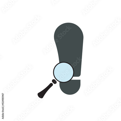 Urgent alert icon with magnifying. Exclamation mark under magnifying glass for warning or attention