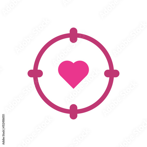 Love target icon with heart symbol icon vector. Precision love targeting icon for relationship or dating concept. 