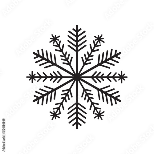 Simple black snowflake design winter holiday season graphic