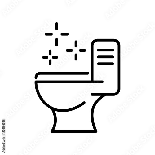 Please keep the toilet clean, editable stroke line icon isolated on white background flat vector illustration