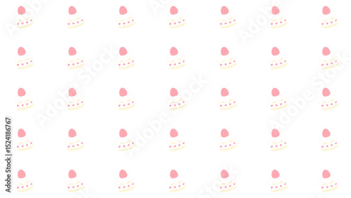 いちごのぷっくりミニショートケーキパターン⭐︎PNG