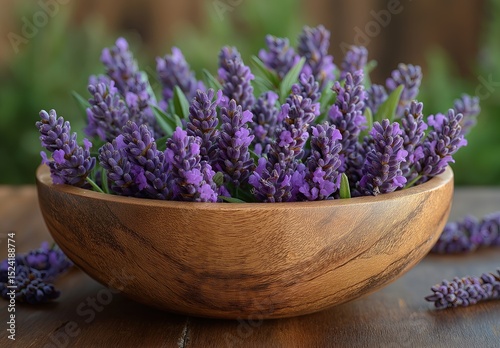 A bouquet of lavender flowers on the table.