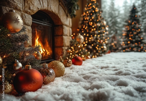 Holiday Christmas card with home decor.