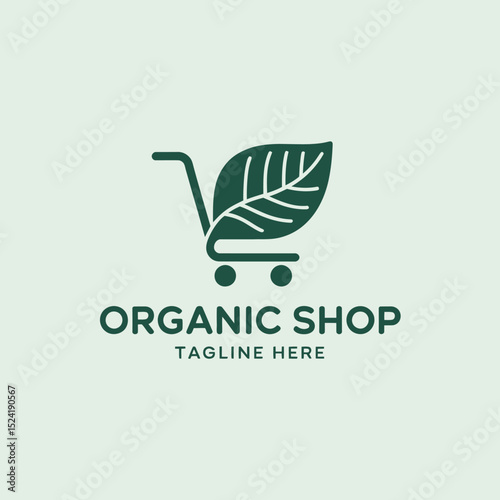 Organic Shop Leaf Cart Logo