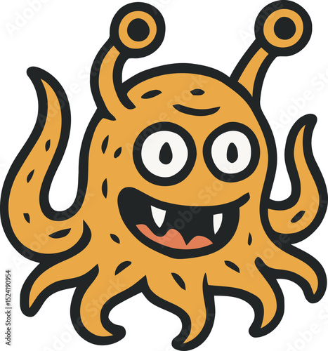 Vector of dangerous monster octopus. Alien character.