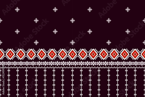 Ikat ethnic embroidery geometric abstract Aztec element seamless pattern. Native decorative oriental traditional design for fabric, clothing, wallpaper, background, texture, interior, decoration