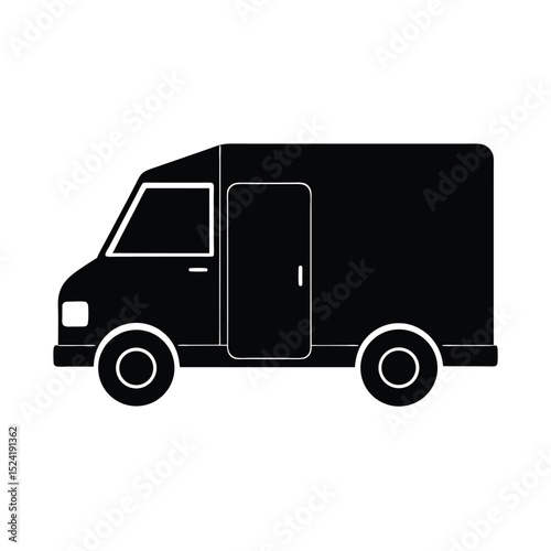 Vector illustration of a black delivery van ideal for shipping and transportation concepts
