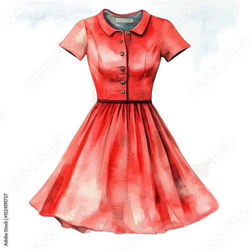 Work Dress, watercolor illustration vector, high quality, isolated on a white background.