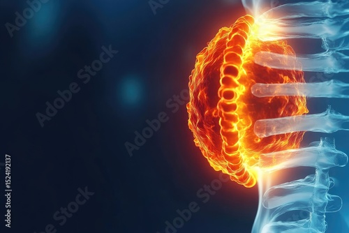 3D medical graphic, tumor near spine