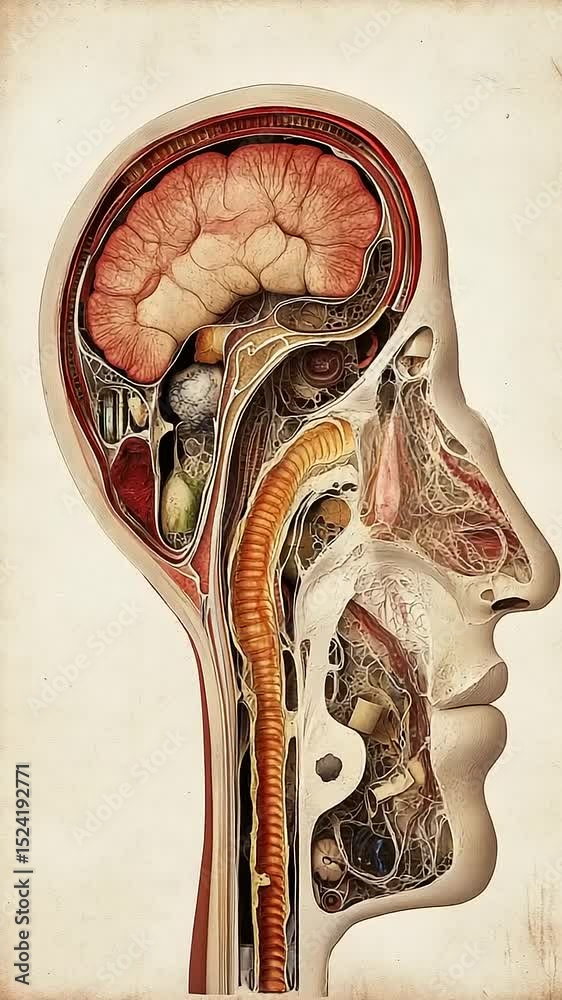 Detailed anatomical illustration showcasing human head structure ...