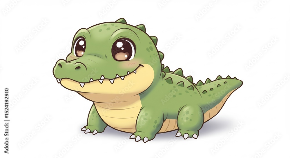 Fototapeta premium 可愛いワニの赤ちゃん 優しい光を浴びて微笑む. AI Generated