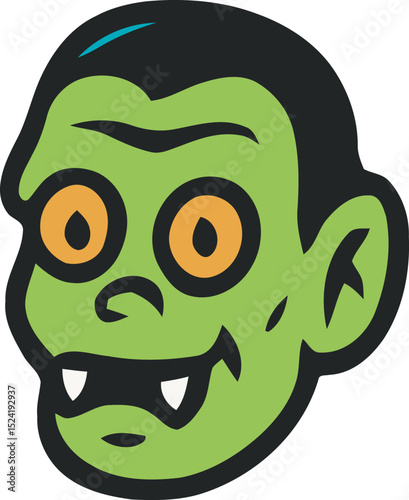 Green zombie head vector