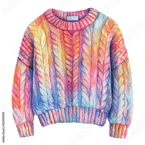 Wool Sweater, watercolor vector, high quality, isolated on a white background.