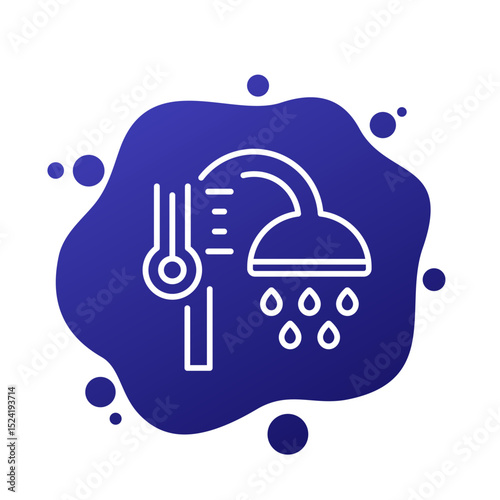 hot shower line icon, vector