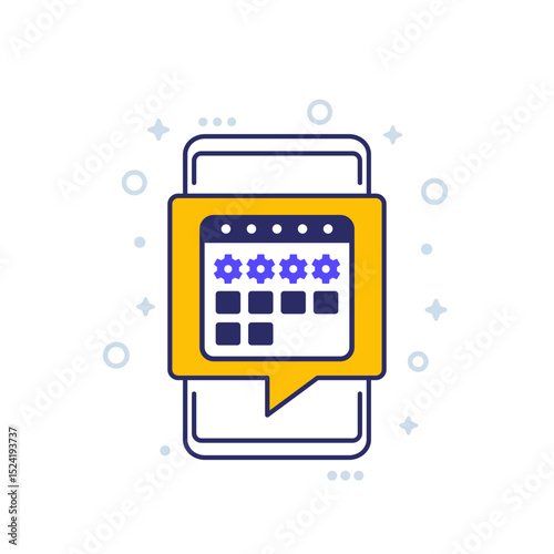maintenance schedule vector icon with calendar and smart phone