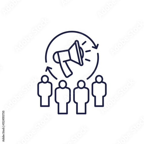 marketing and promotion line icon with customers