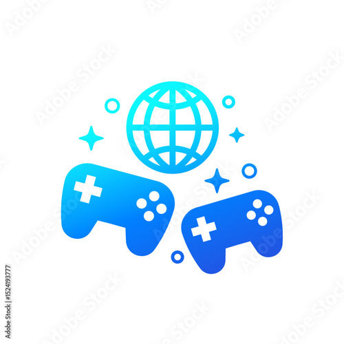 online games icon with gamepads and globe
