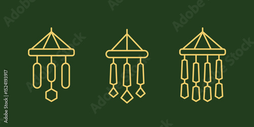 wind chimes icons, line design