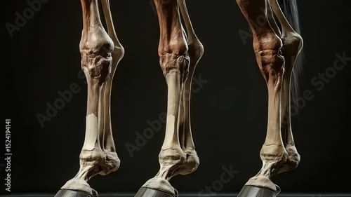 Detailed anatomical study of horse legs showcasing skeletal structure and musculature