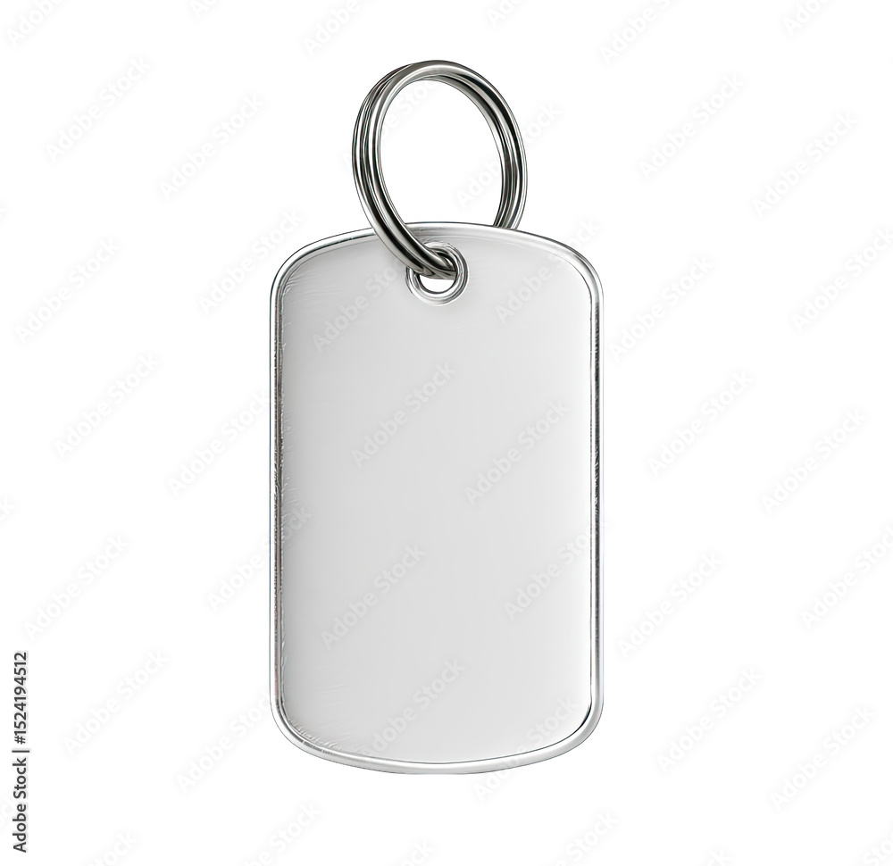 Fototapeta premium Blank rectangular metal tag with keyring