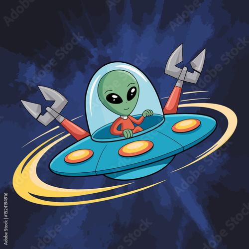 Cartoon Alien UFO