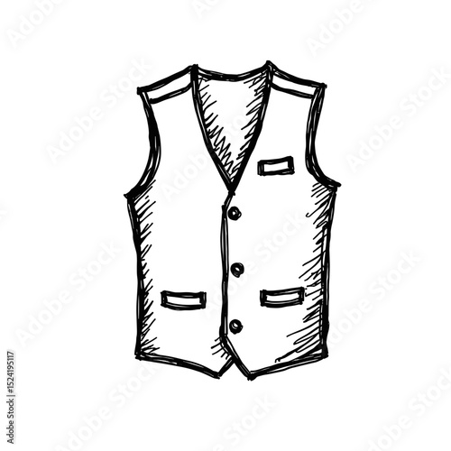 Hand-drawn casual vest, stylish clothing illustration, fashion design, copy space