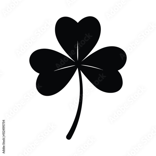 Simple black shamrock illustration representing good luck and st patricks day symbolism