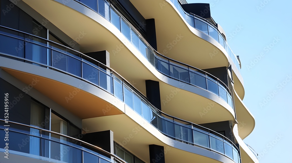 Obraz premium Modern apartment building exterior curved balconies