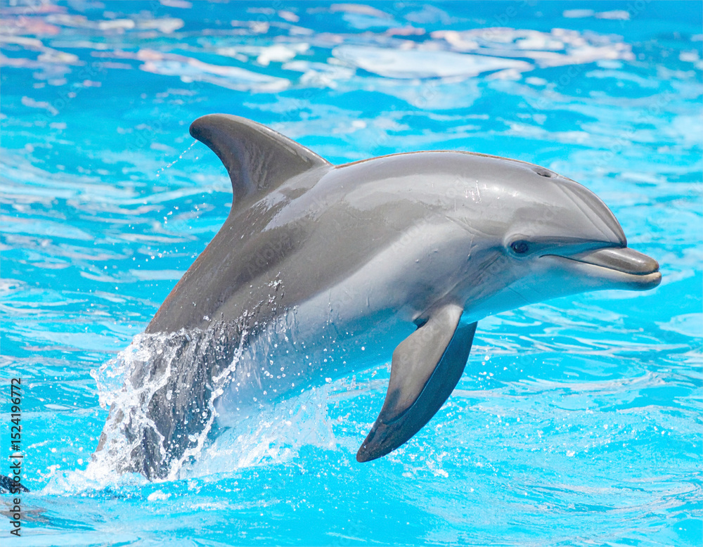 Fototapeta premium Bottlenose dolphin preforming a captivating show. AI