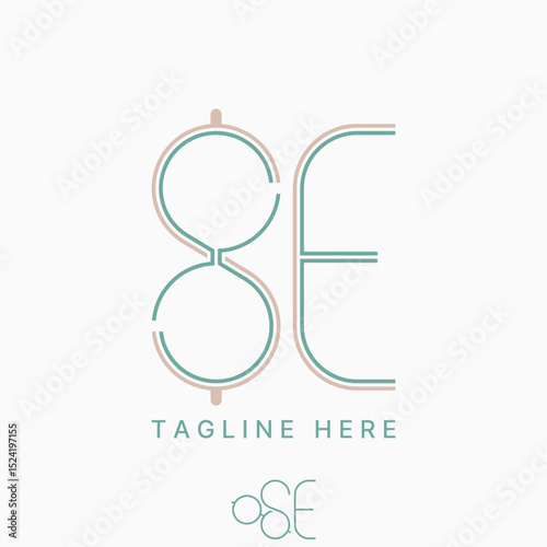 Logo design graphic concept creative premium vector stock image top sell initial SE 8E font eye glasses double lines monogram medical vision optic len