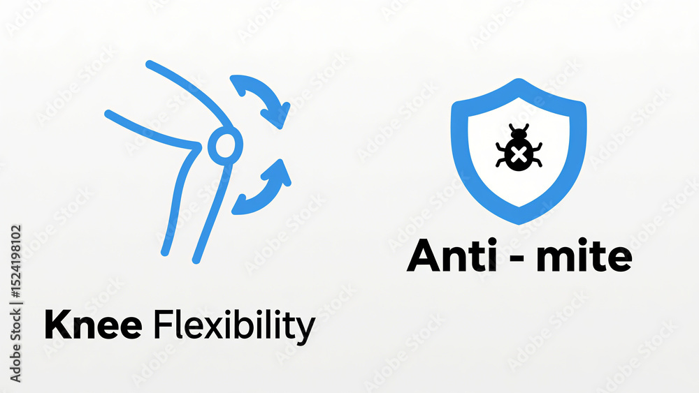 Fototapeta premium The knee joint arrow and mite shield represent the flexibility and mite prevention of the knee joint, suitable for health care and home protection scenarios.