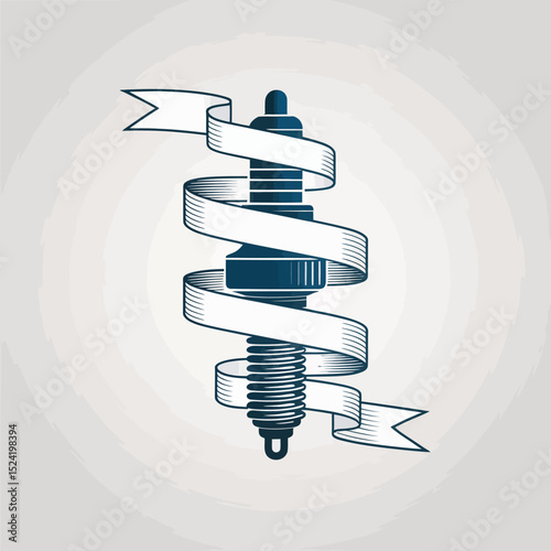 Spark Plug and Ribbon Logo Design