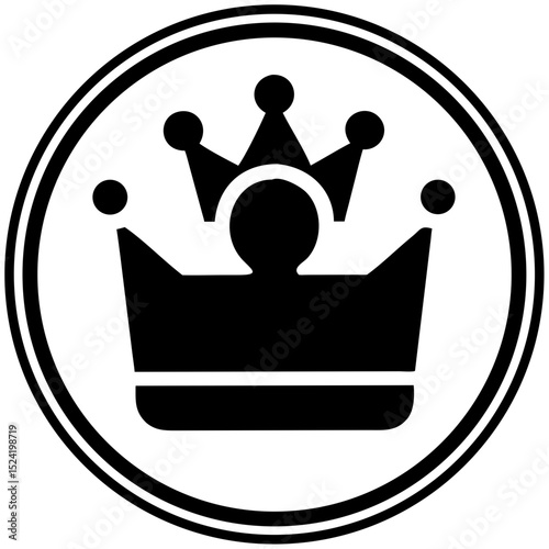 Black and white icon of a crown above a user profile symbol  