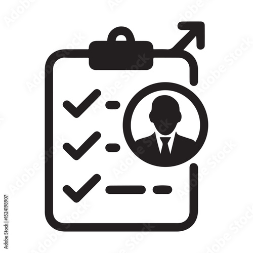 user checklist icon, manager candidate, account activity, icon. Vector black silhouette. with white background