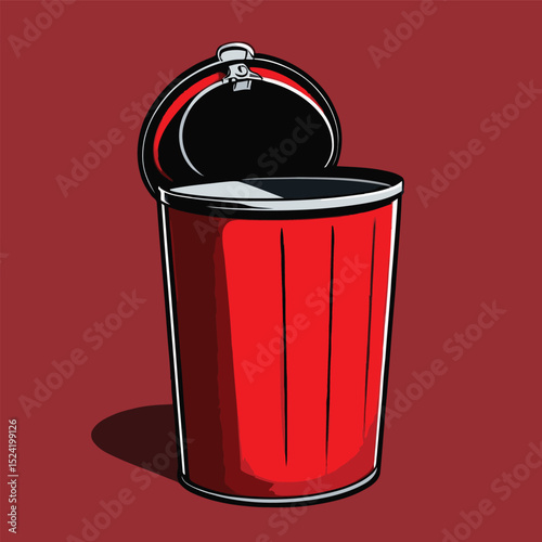 comic style vector trash bucket for graphic design purposes