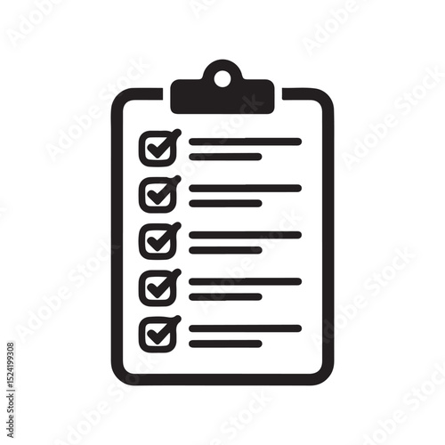 Check list vector icon. Vector black silhouette. with white background