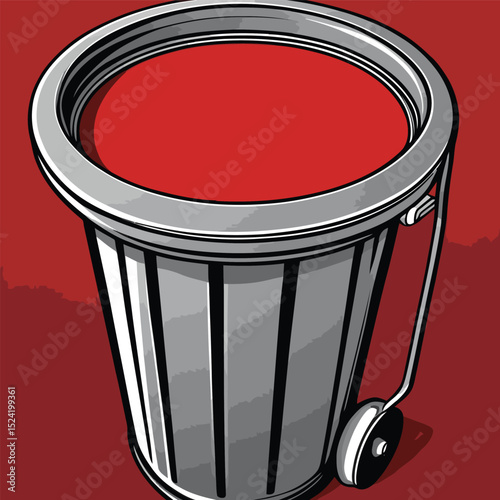 comic style vector trash bucket for graphic design purposes