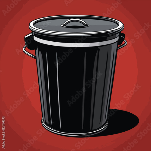 comic style vector trash bucket for graphic design purposes