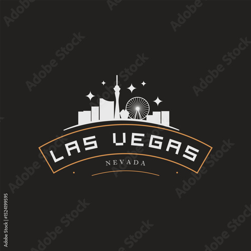 Fun vector retro design of Las Vegas city silhouette suitable for stickers or prints	
