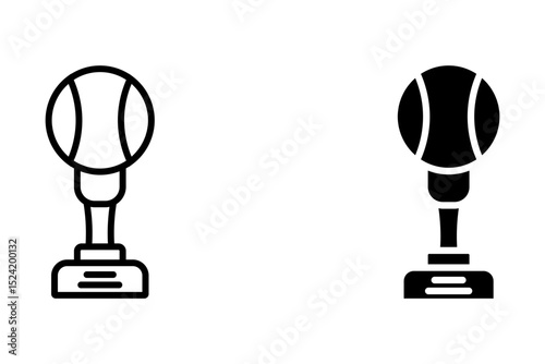 Champion Cup Icon with Tennis Ball on white Background. Championship Cup Design Template.  Victory prize tropy graphic design symbol. Vector illustration.